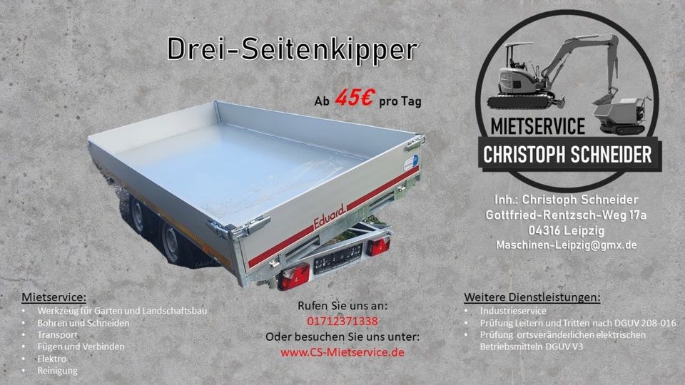 Anhänger Dreiseitenkipper Kippanhänger mieten in Mölkau