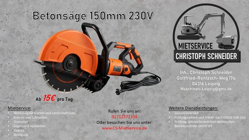 Betonsäge Motorflex Mauerwerksäge 400 150mm 230V mieten in Mölkau