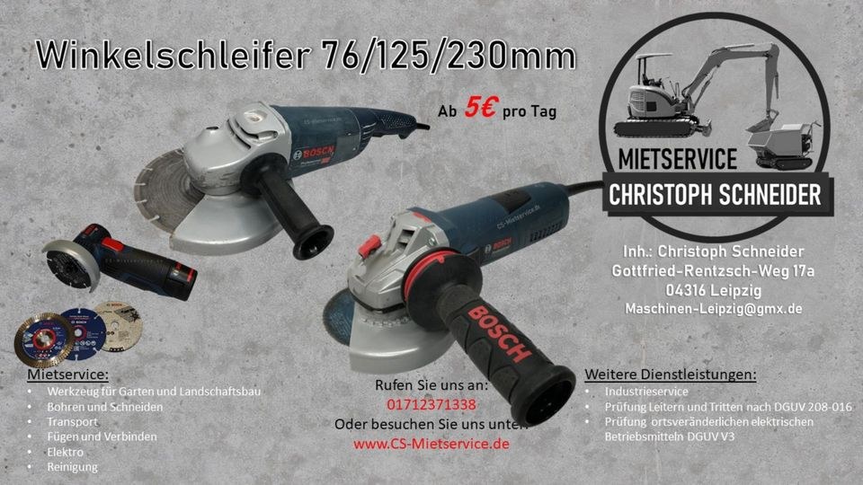 Winkelschleifer 76mm 125mm 230mm mieten in Mölkau