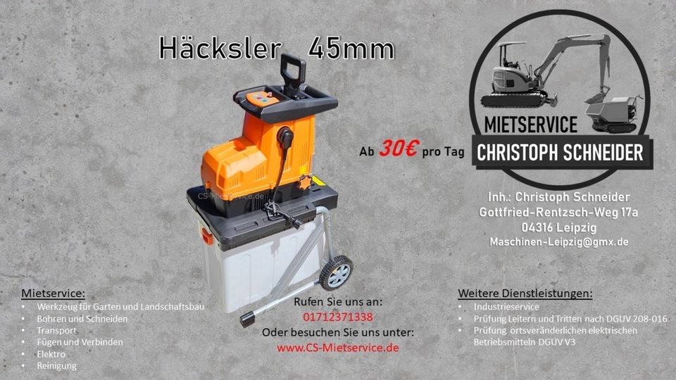 Häcksler Elektro Walzenhäcksler Ø45mm mieten in Mölkau
