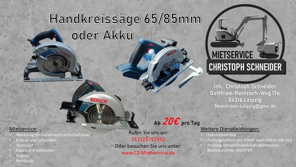 Handkreissäge 65mm 85mm Akku mieten in Mölkau – für saubere Schnitte