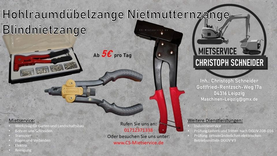 Hohlraumdübelzange Blindnietzange mieten in Mölkau