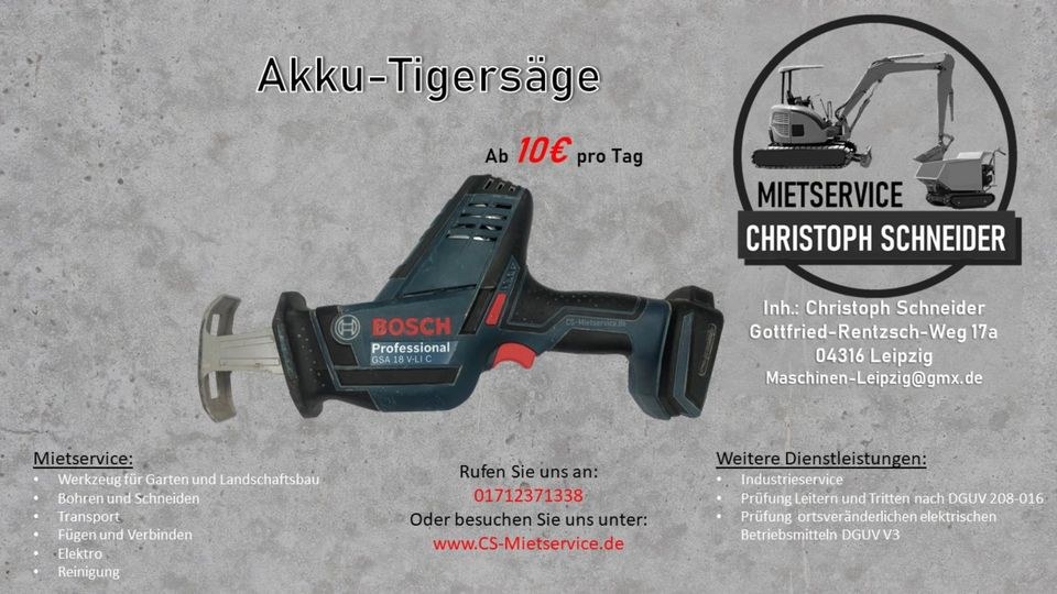 Akku Säbelsäge Tigersäge Bosch GSA 18V mieten in Mölkau