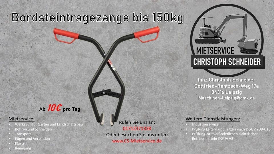 Bordsteintragezange Tragezange 150 kg mieten in Mölkau
