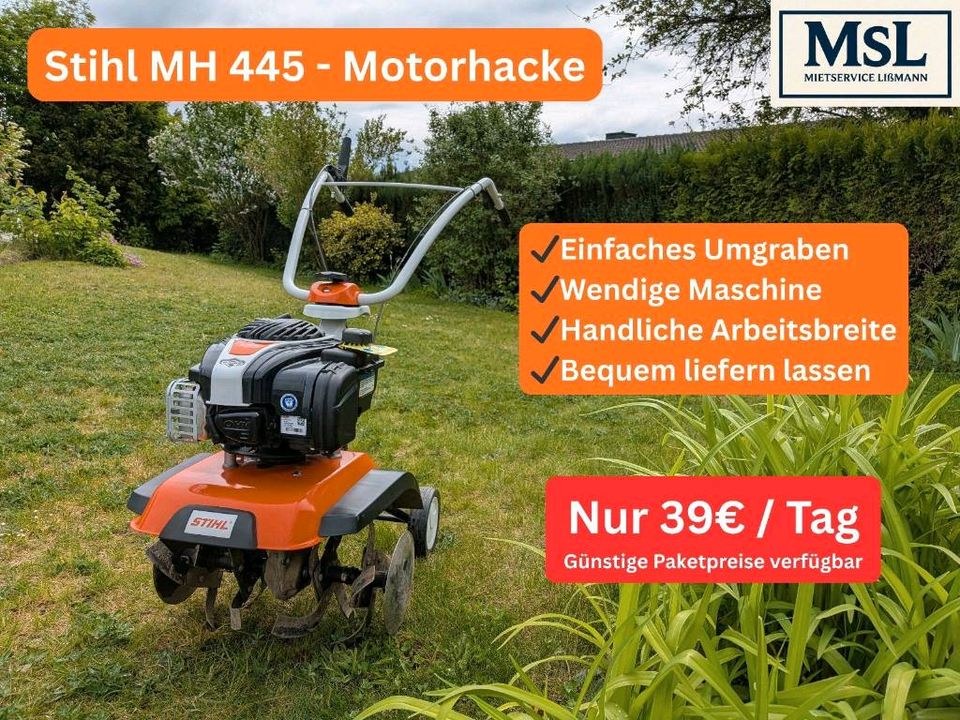 Motorhacke Bodenfräse STIHL MH 445 Gartenfräse mieten in Sippersfeld