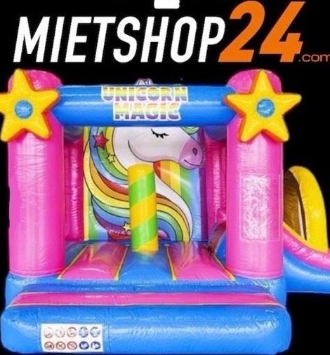 4,5x4,0 Hüpfburg Rutsche Einhorn mieten bei Mietshop24 – 4