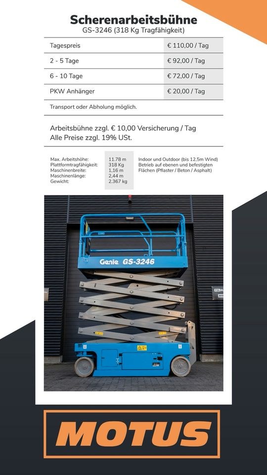 12m Arbeitsbühne mieten bei Motus Rental – für Montage & Fassade – 2