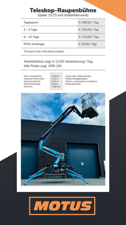 15m Raupen Teleskopbühne mieten bei Motus Rental – 2
