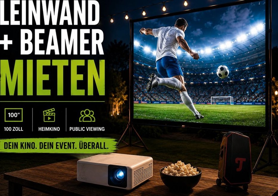 Beamer Leinwand 100 Zoll Heimkino Public Viewing mieten in Kierspe
