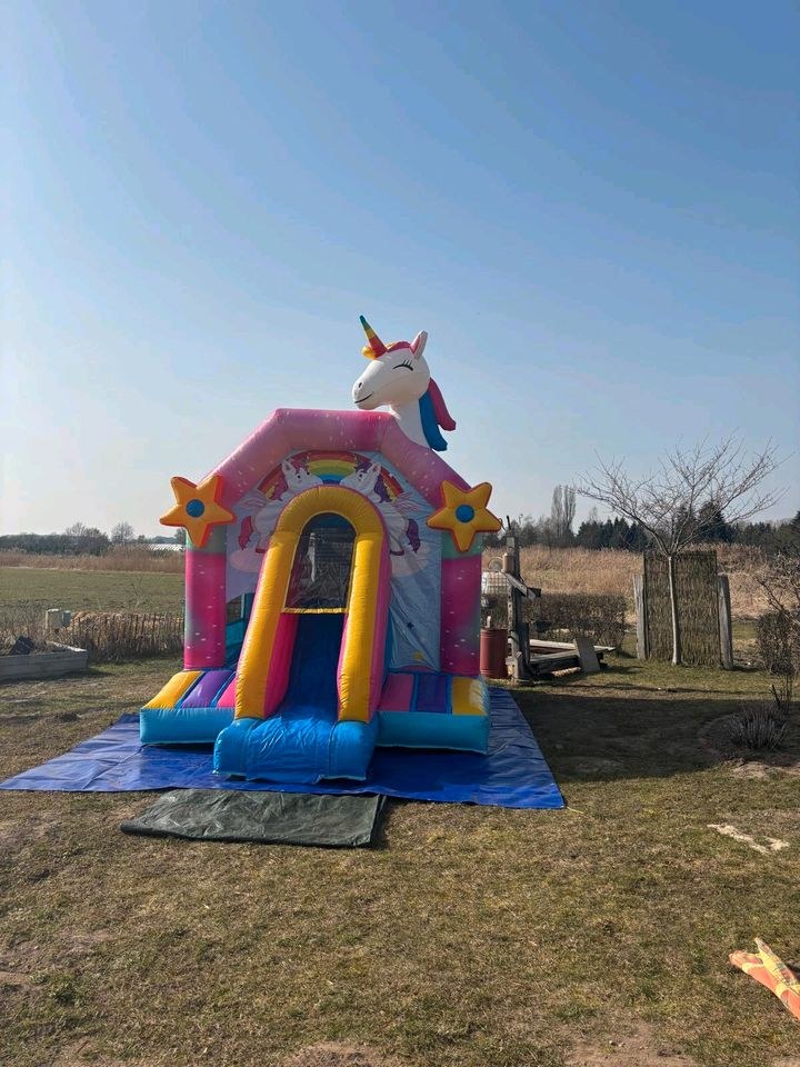 Hüpfburg Einhorn Rutsche 4,70m x 3,10m mieten in Stelle – 4
