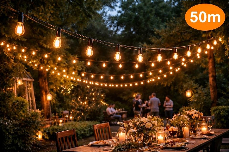Illu Lichterkette outdoor 50m 100m 200m mieten in Stelle