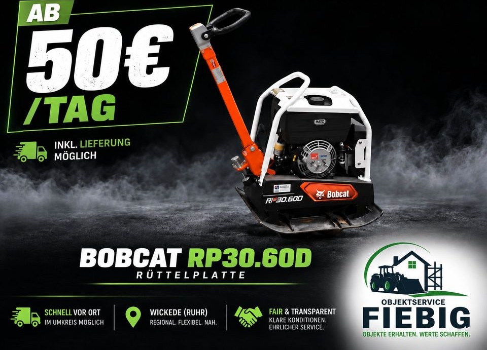 Rüttelplatte Bobcat RP30.60D Lieferung mieten bei Objektservice Fiebig