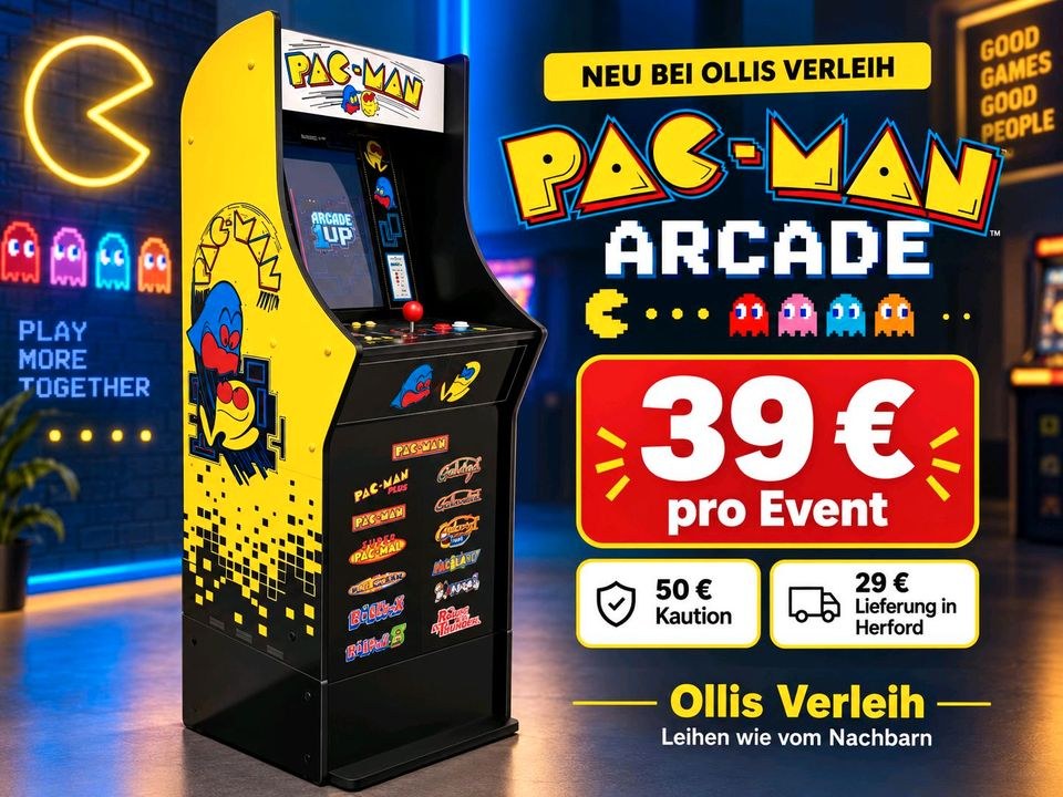 PAC MAN Arcade Spielautomat mieten in Herford – Spiel & Spaß