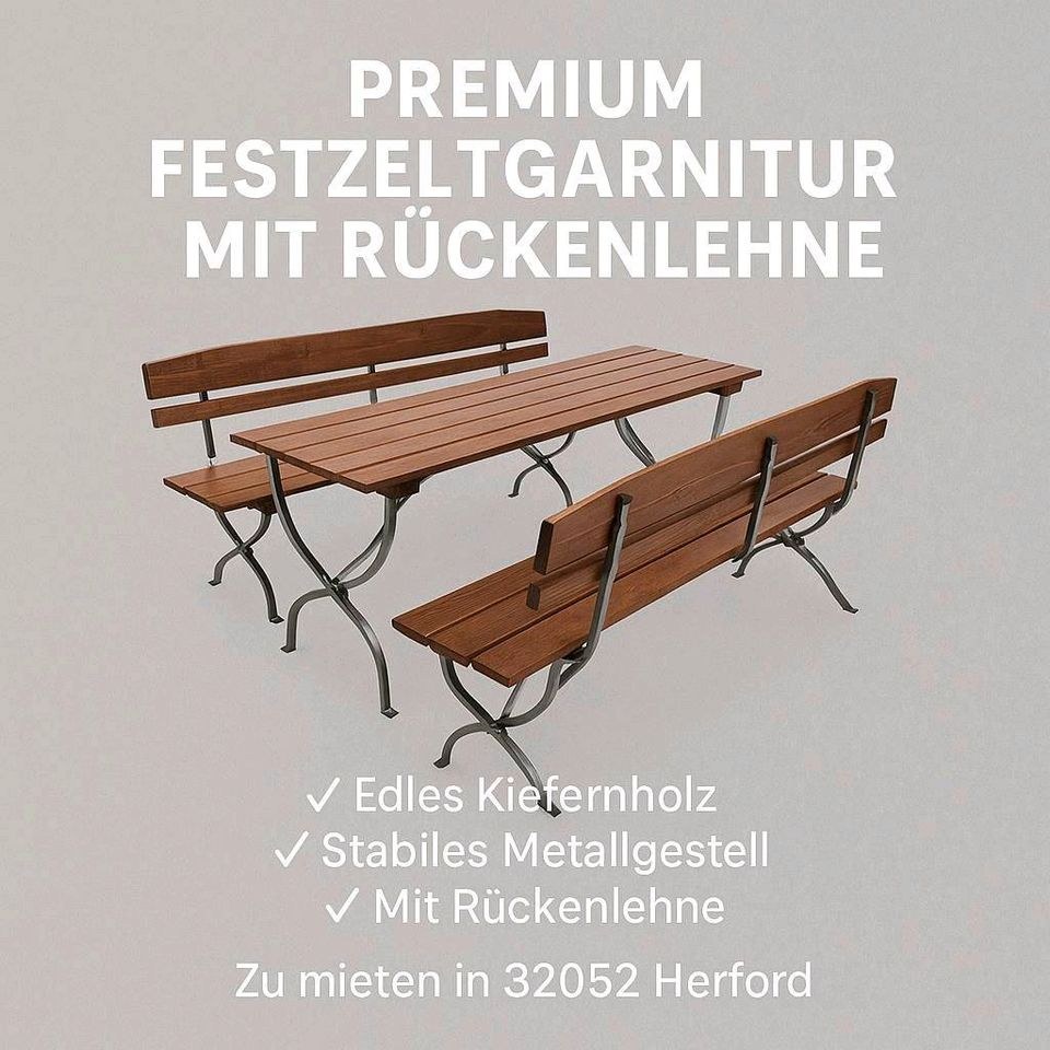 Festzeltgarnitur Bierzeltgarnitur Rückenlehne mieten in Herford – 2