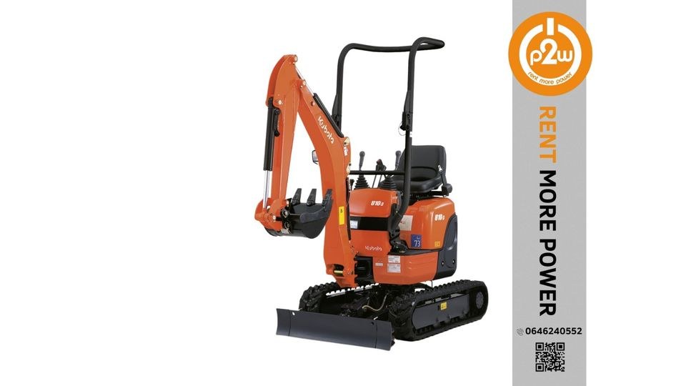 Kubota Minibagger 1t mieten bei p2w – für Garten, Einfahrt & Fundament