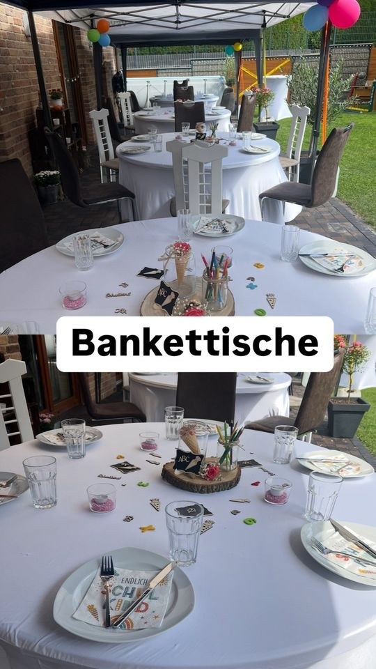 Runde Tische Banketttische Bankettstühle mieten bei Party DJ Fabrik"
