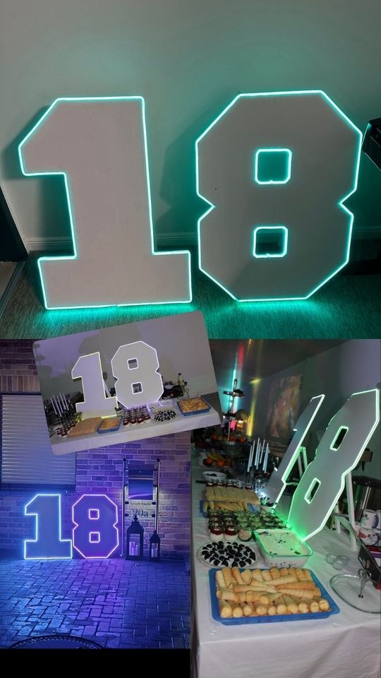 LED XXL‑Zahlen 18 Deko mieten bei Party DJ Fabrik" – für Ihr Fest