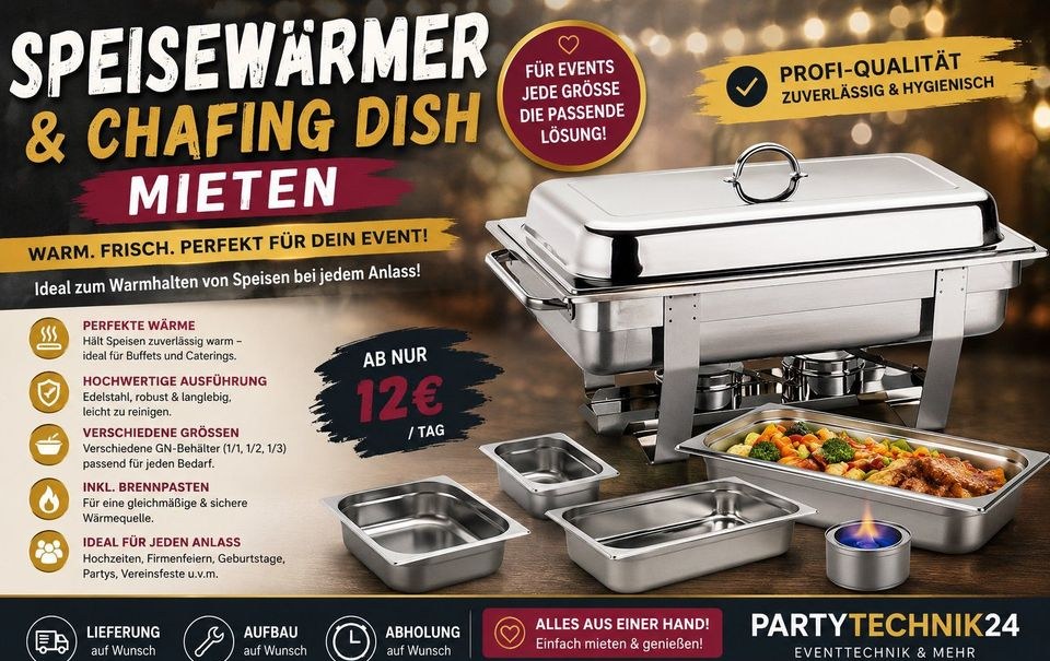 uns Speisewärmer Warmhalteplatte Chafing Dish mieten bei Christian
