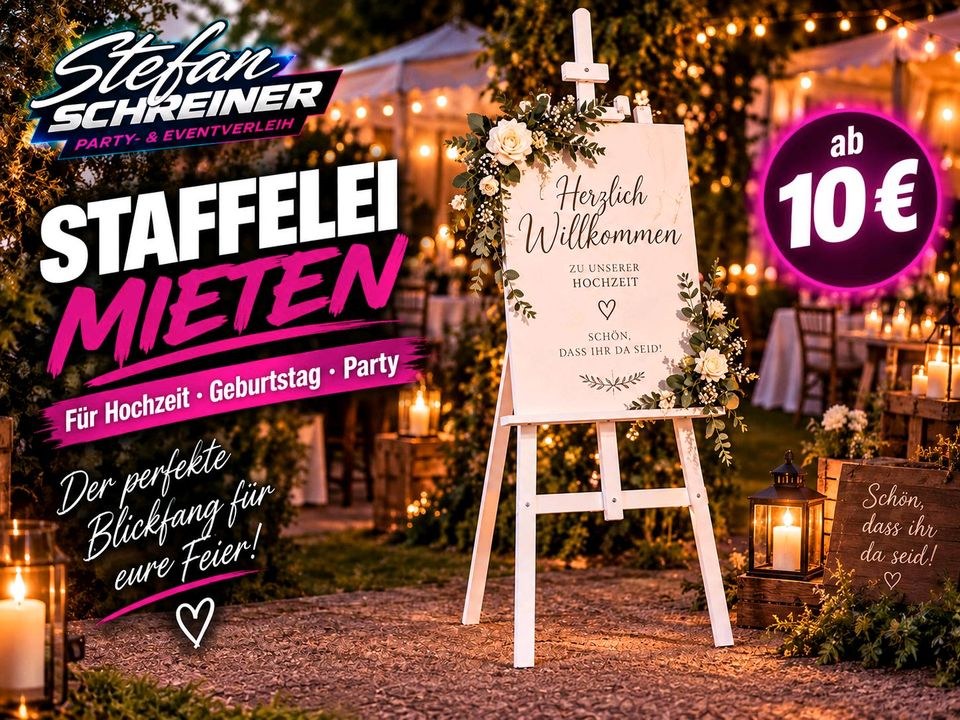 Staffelei groß weiß mieten in Extertal – für die Hochzeit