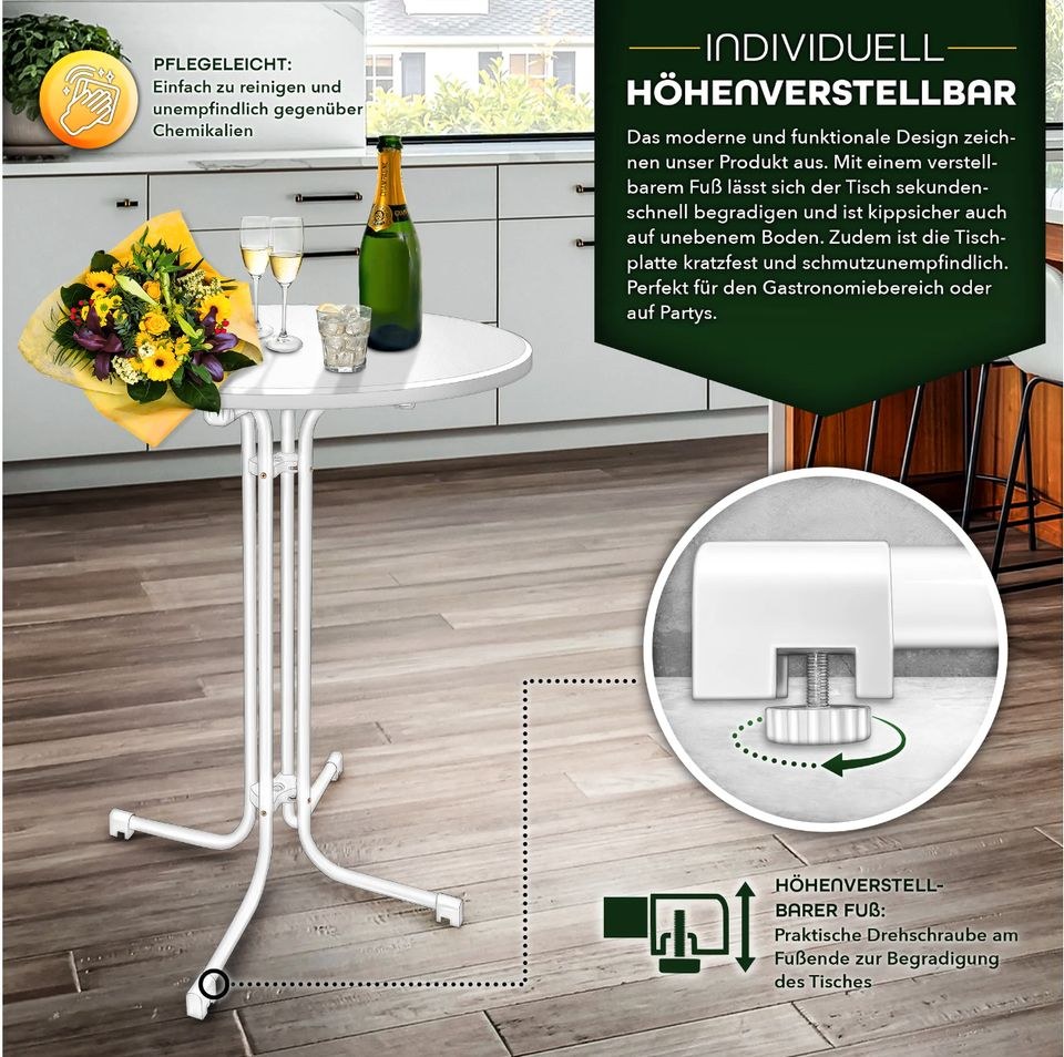 Gastro Stehtische rund Ø70cm weiß Hussen mieten bei PlanSound – 3