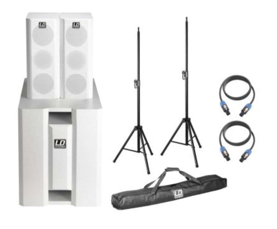 LD Systems Dave 8 XS weiß Stativ Kabel Set mieten bei PlanSound