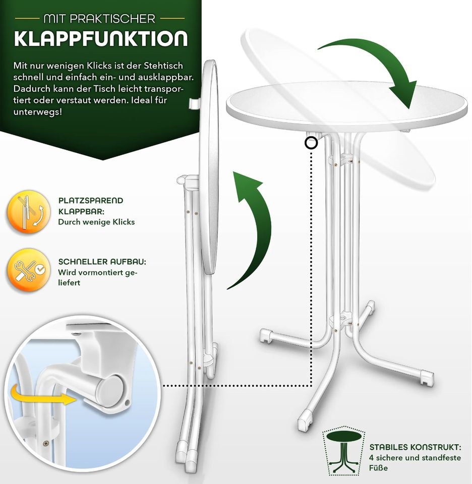 Gastro Stehtische rund Ø70cm weiß Hussen mieten bei PlanSound – 4