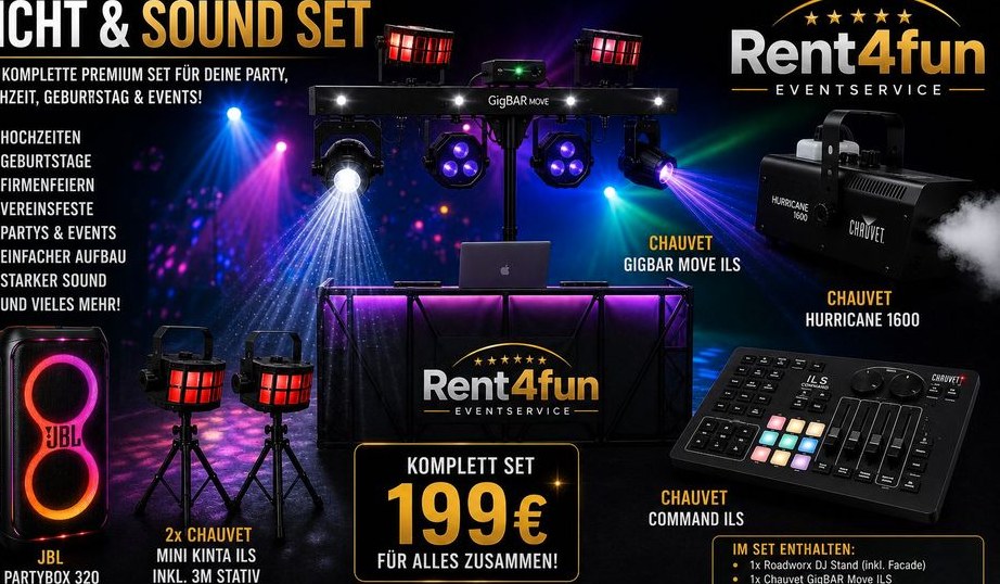 Premium Licht Sound Set mieten in Eckental – Atmosphäre auf Knopfdruck