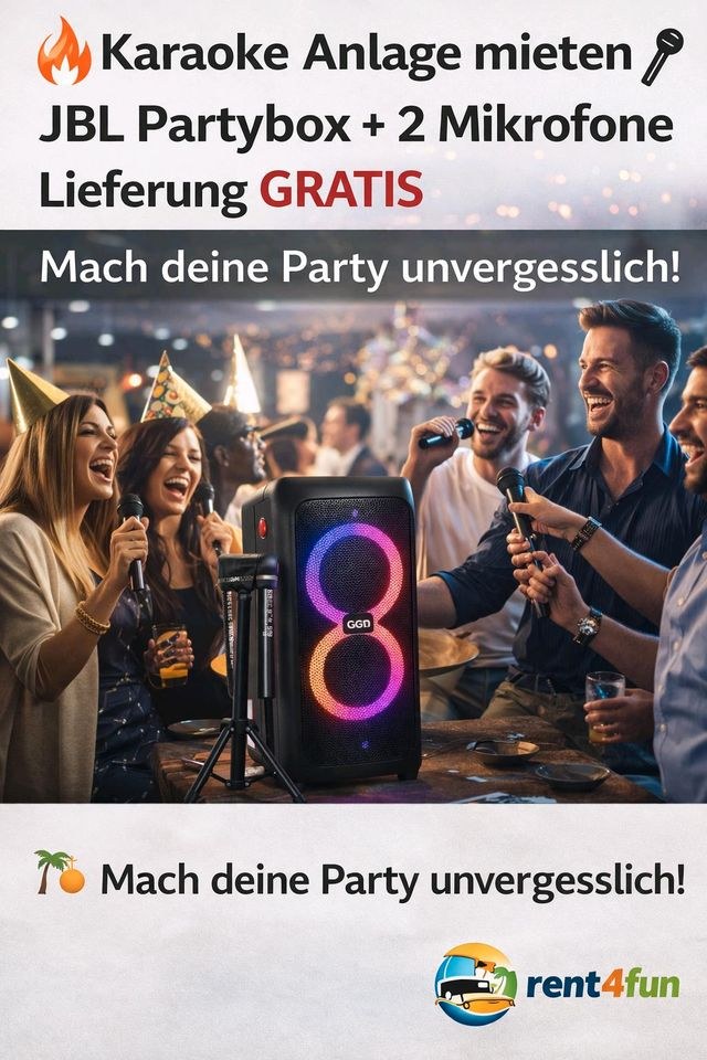 Karaoke Anlage JBL PartyBox 320 2 Mikrofone mieten bei Rent4fun