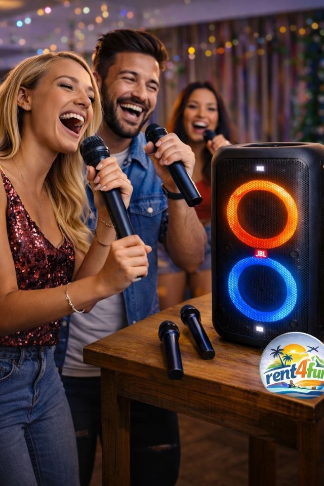 Karaoke Anlage JBL PartyBox 320 2 Mikrofone mieten bei Rent4fun – 2