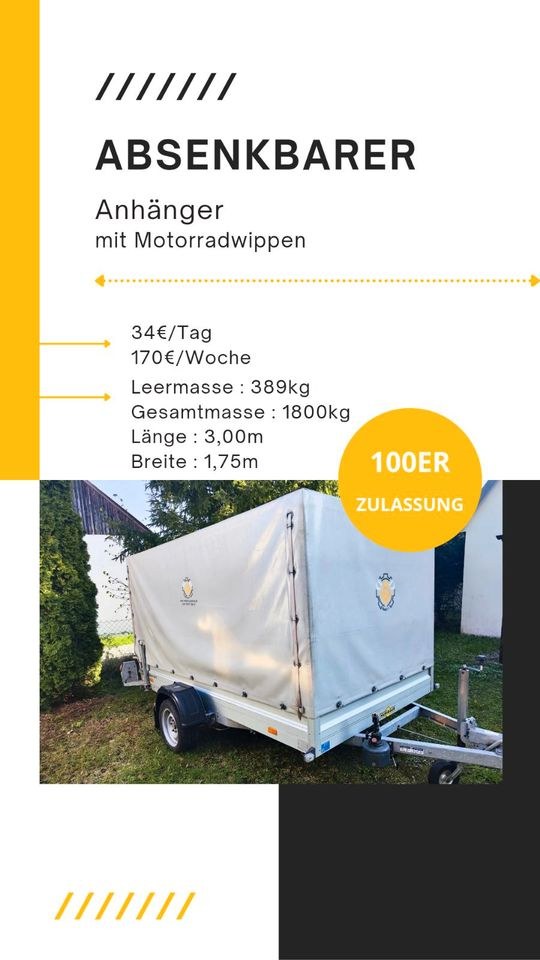 Absenkanhänger Anhänger absenkbar Motorrad Quad mieten bei Rentbee