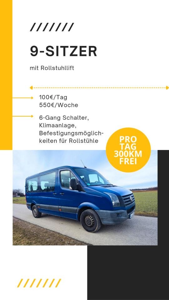 VW Crafter Bus Auto 9 Sitzer Rollstuhllift mieten bei Rentbee
