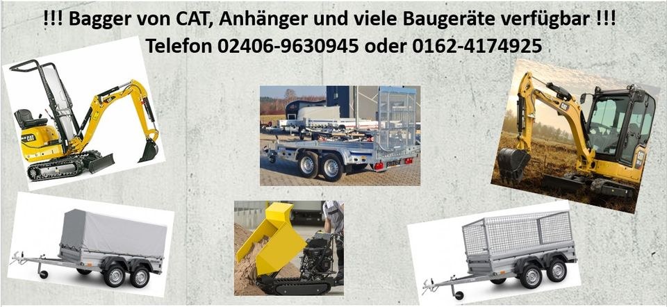 Minibagger Rüttelplatte Anhänger Baumaschinen mieten in Herzogenrath