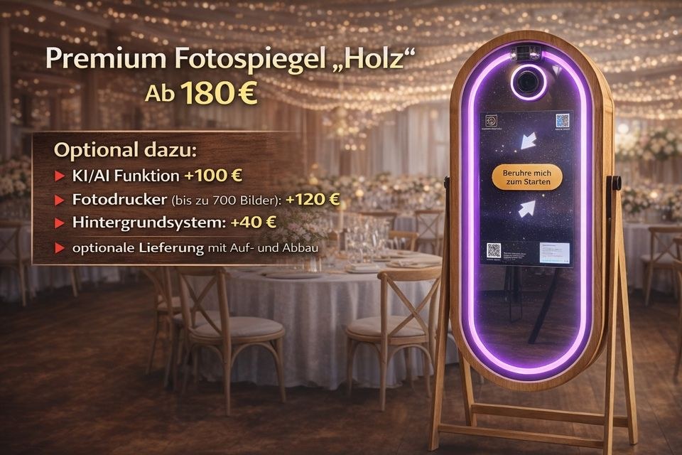 Premium Fotospiegel Holz Fotobox Magic Mirror mieten in Versmold – 2
