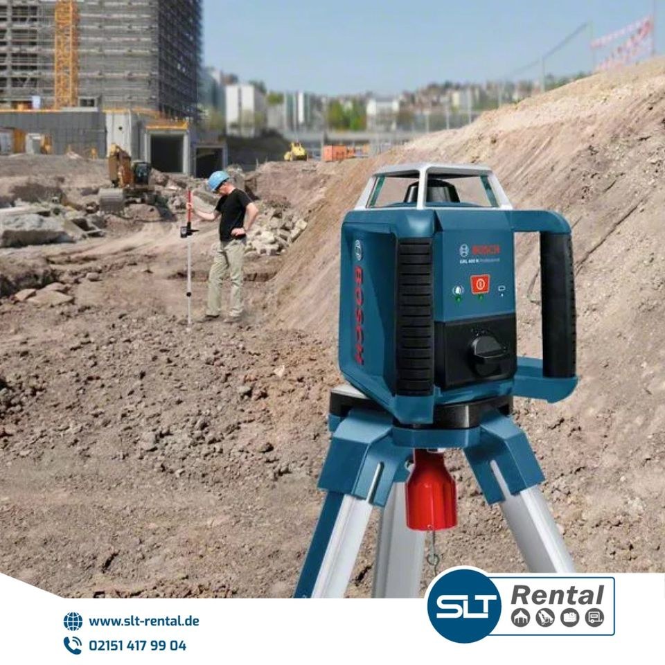 Rotationslaser Vermessung Rüttelplatte Bagger mieten bei SLT Rental