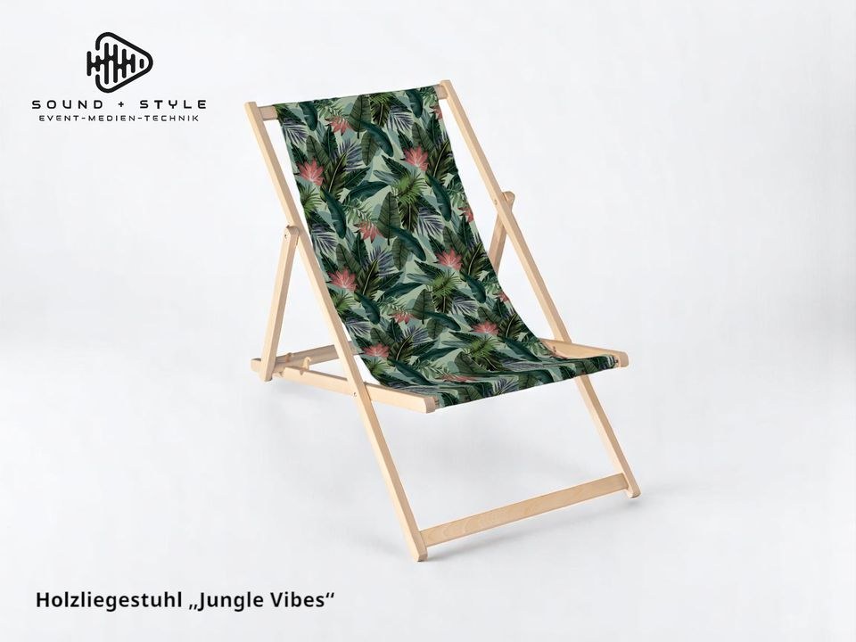 Jungle Vibes Liegestuhl Beachlook mieten bei SOUND + STYLE