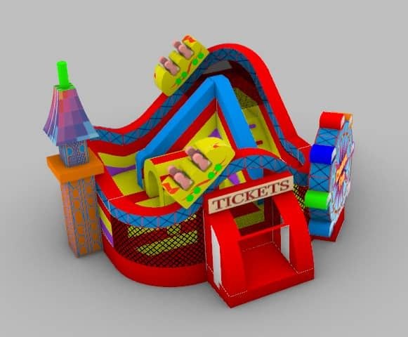 Riesige Jahrmarkt Hüpfburg Rutsche mieten bei Spielpunkt