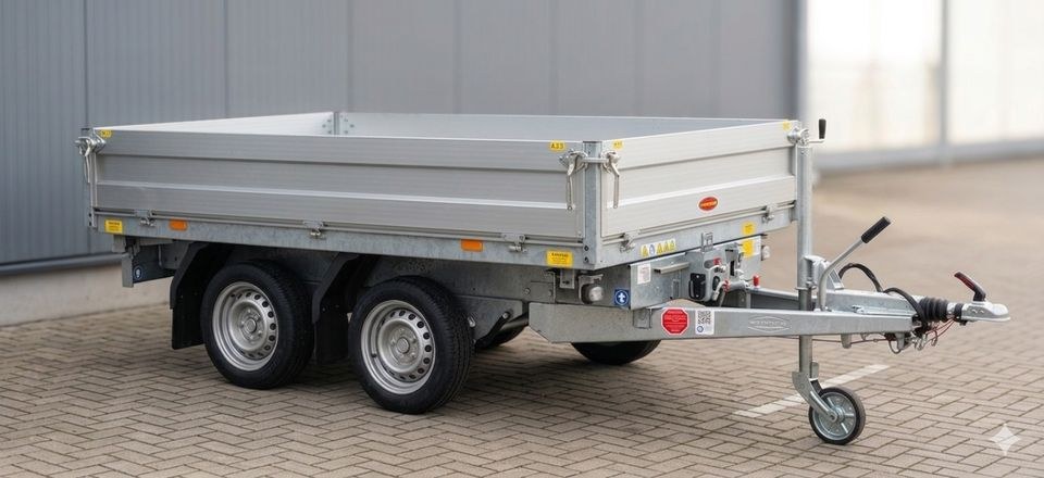 Kipper Dreiseitenkipper Anhänger 2,7t elektr mieten bei S&S Transporte