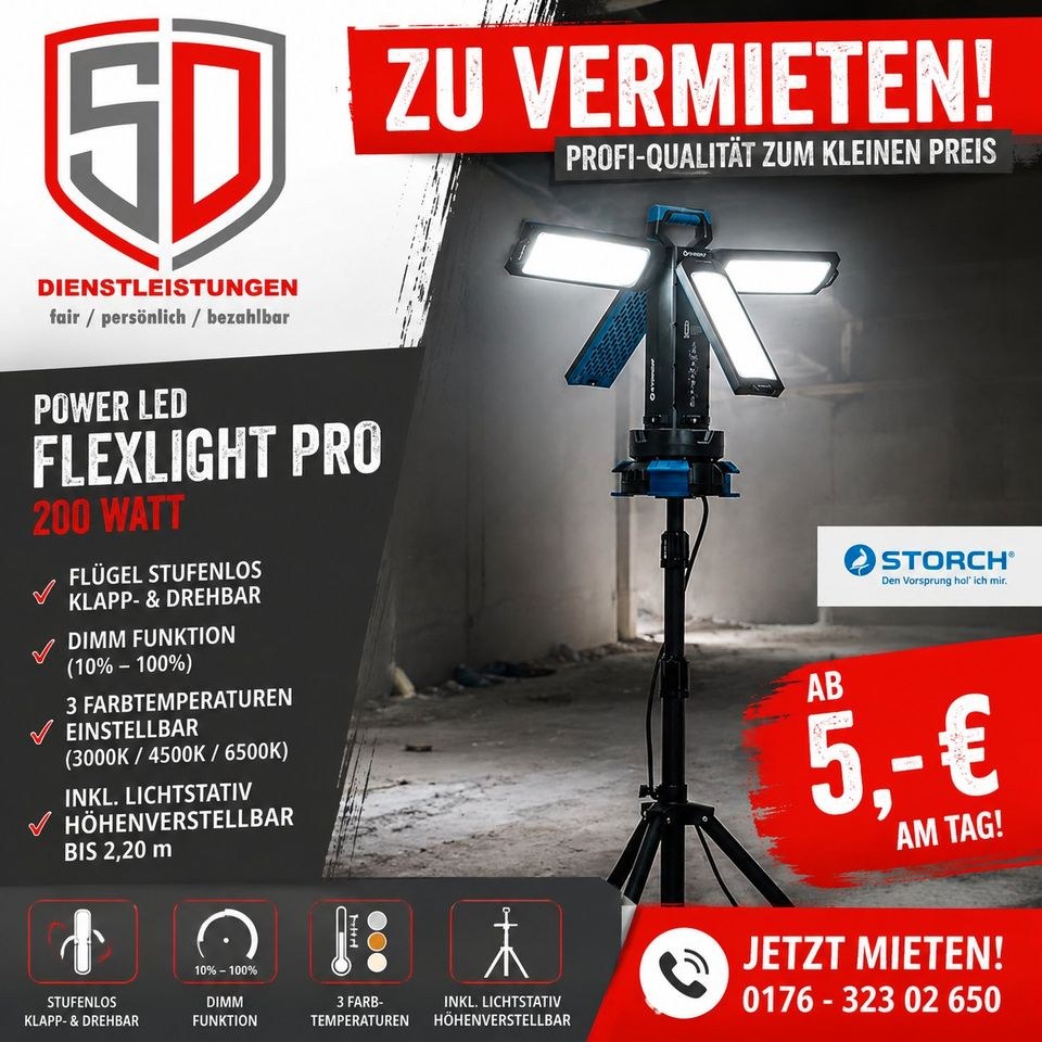 Baulampe Baustellenbeleuchtung Power LED Storch mieten in Espelkamp