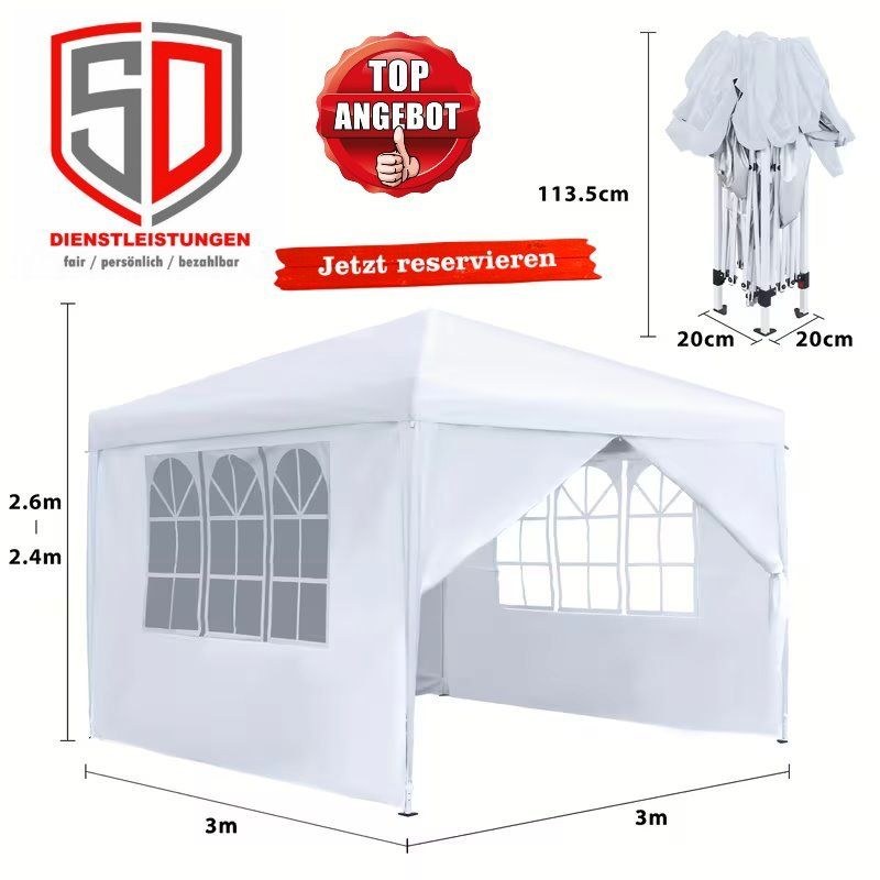 Faltzelt 3x3 m Partyzelt Pavillon mieten in Espelkamp – 4