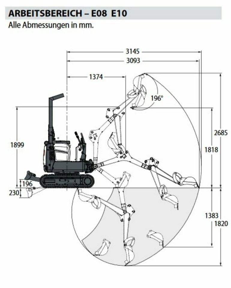 Mini Bagger Bobcat E10z 1t Tag mieten bei SW-Indutec – 4