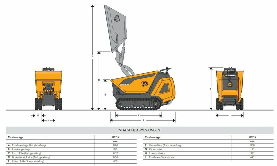Kettendumper JCB HTD5 Tag mieten bei SW-Indutec – für Aushub & Schutt – 3