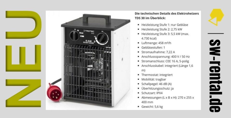 Heizlüfter 2kW 18kw mieten bei SW-Indutec – gegen Feuchtigkeit & Kälte – 3