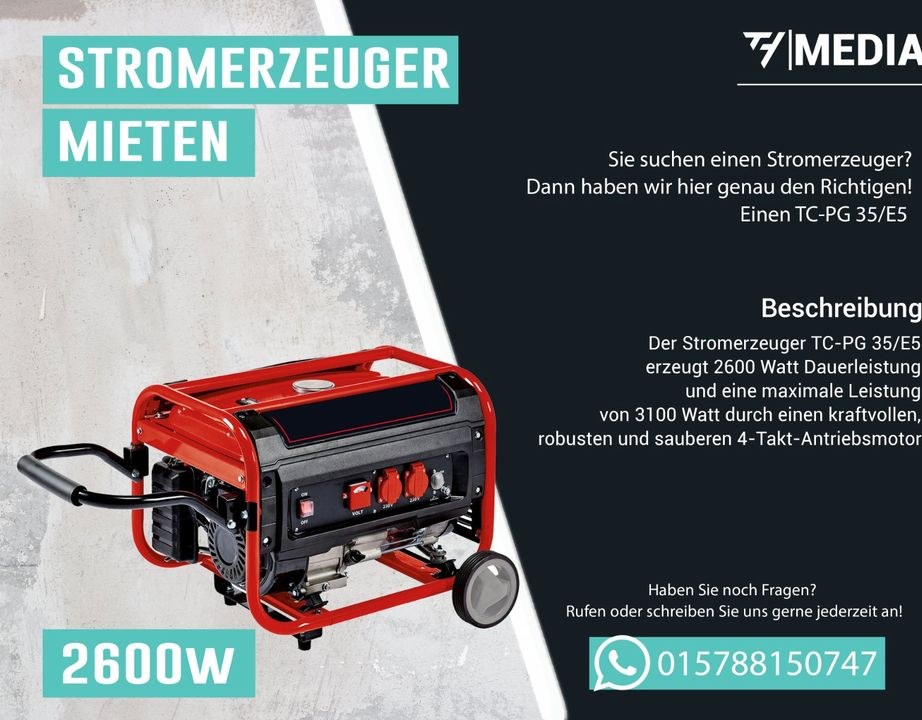 Stromerzeuger Stromgenerator Generator mieten bei TH Media