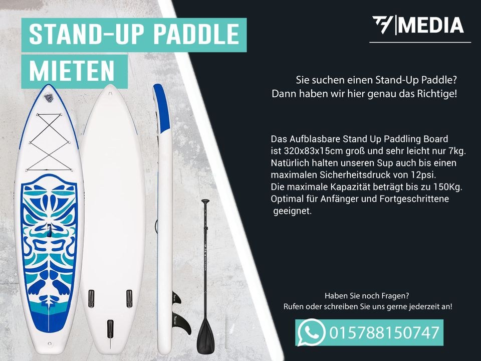 SUP Stand Up Paddle Board Paddling Paddleboard mieten bei TH Media