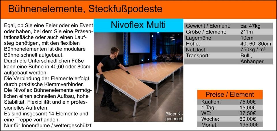 Bühnenelemente Steckfußpodeste Nivoflex Bühne mieten bei Tools4Time – 2