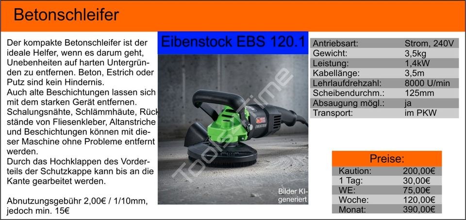 Betonschleifer Eibenstock Estrichschleifer mieten bei Tools4Time – 2