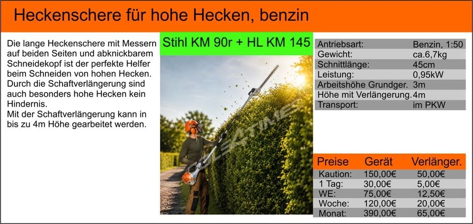 STIHL Langheckenschere Heckenschere hohe Hecken mieten bei Tools4Time – 2