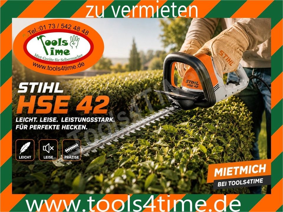 Stihl Heckenschere HSE42 Hecke schneiden mieten bei Tools4Time
