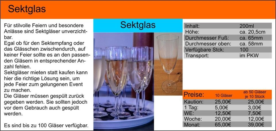 Glas Sektglas Gläser Empfang mieten bei Tools4Time – für alle Gäste – 2