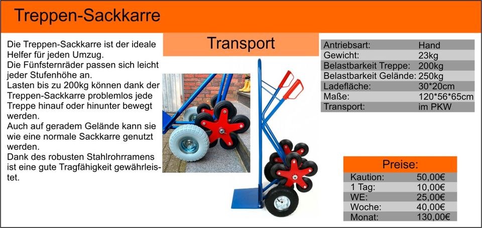 Treppen Sackkarre Transport Umzug mieten in Hemer – für schwere Lasten – 2